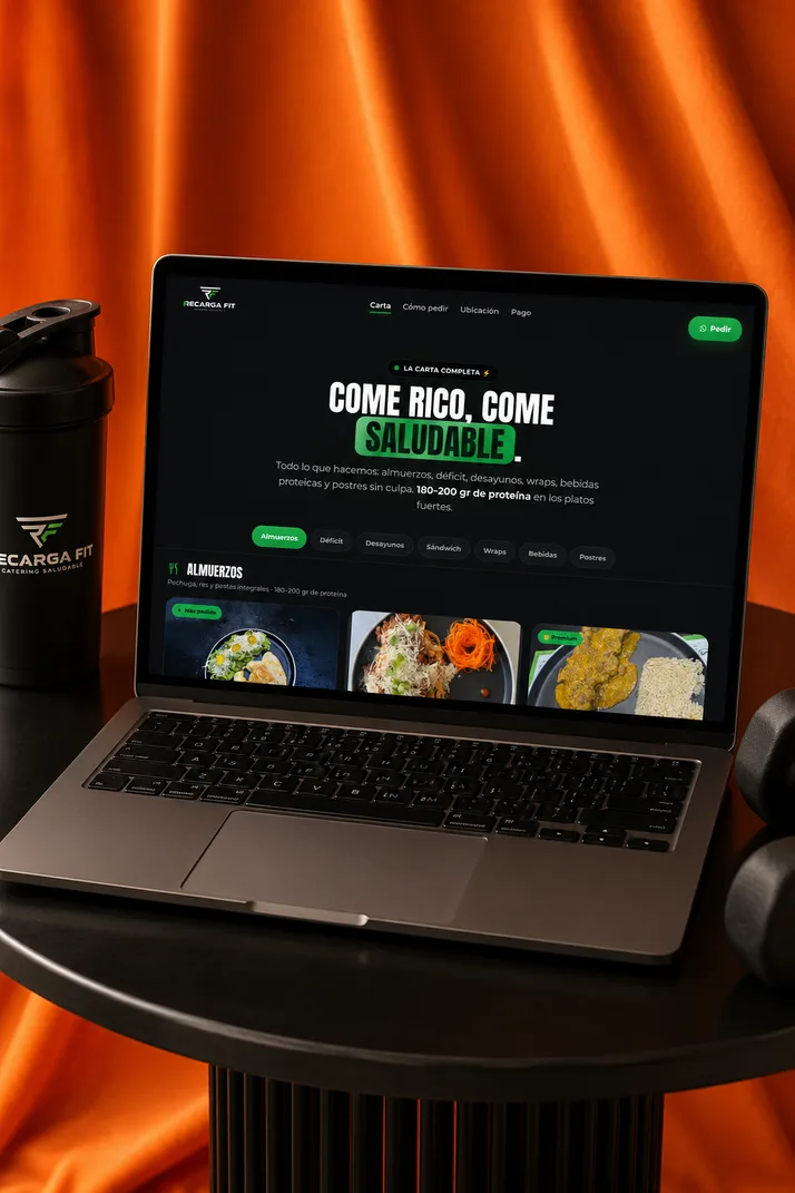 Landing de Recarga Fit: carta de productos